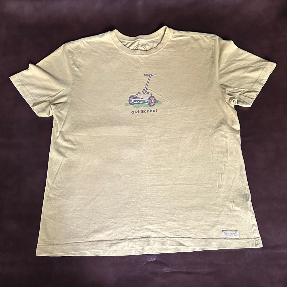 Life Is Good Old School Mower Shirt.   Size L